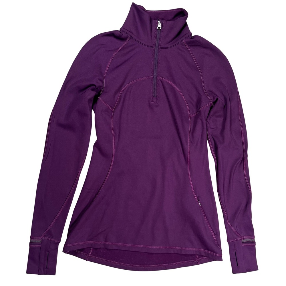 Lululemon First Mile Jacket‎ Women's Sz 6 Magenta 1/2 Zip Fleece Lined Training